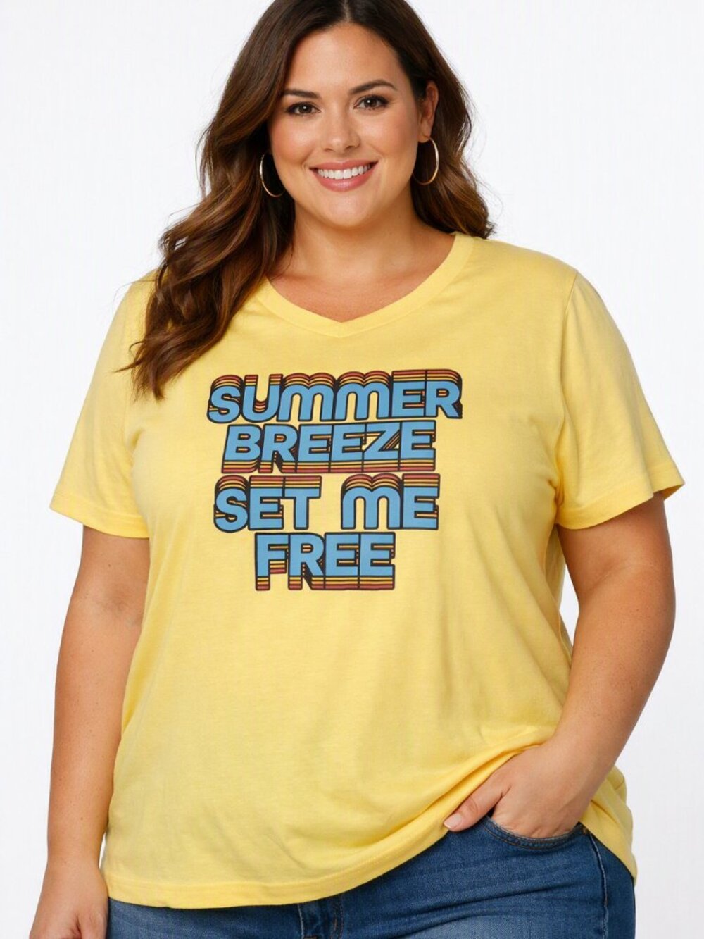 Torrid Yellow Graphic Tee "SUMMER BREEZE SET ME FREE" Size 1 NWOT Ladies Plus 1X